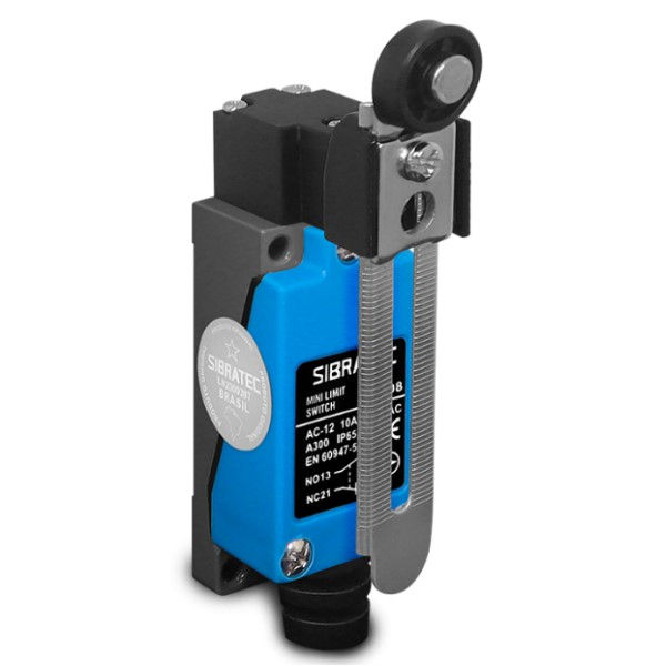 Fim de Curso Ação Rápida ME8108 5A 250VCA Corpo Metálico Caixa Estreita com Roldana Ajustável 1NA+1NF