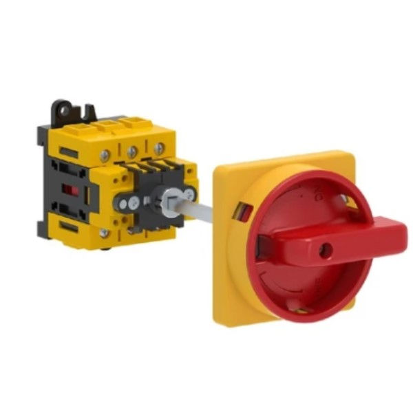Chave Seccionadora Rotativa MSW Tripolar 80A para Montagem em Base com Fixação para Base com Manopla Plástica Vermelha para Cadeado