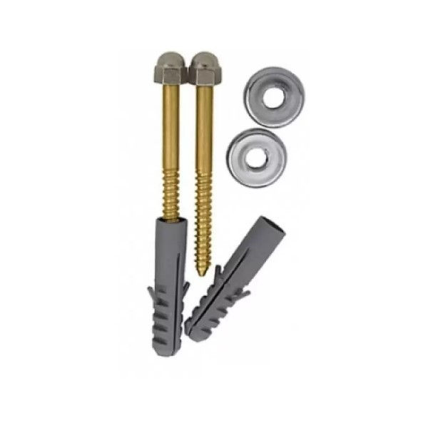 Conjunto Parafusos Metálico com Bucha 10 mm para Bacia e Bidê com 2 Peças com 2 Arruelas