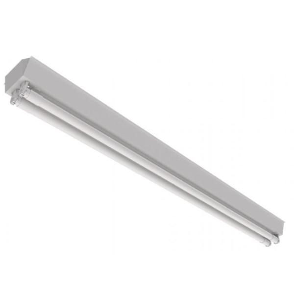 Luminária Comercial Luminária Comercial Sobrepor para 2 Lâmpadas T8 240 cm Chapa Aço com Aletas em Alumínio Branca