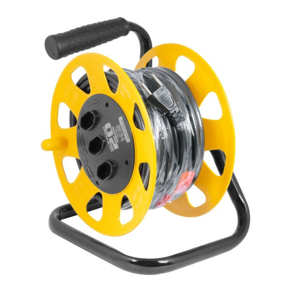 Extensão Extensão com 3 Tomadas 2P 10A-250VCA 2x1,5 mm² 20 M com Carretel Preta Cabo PP