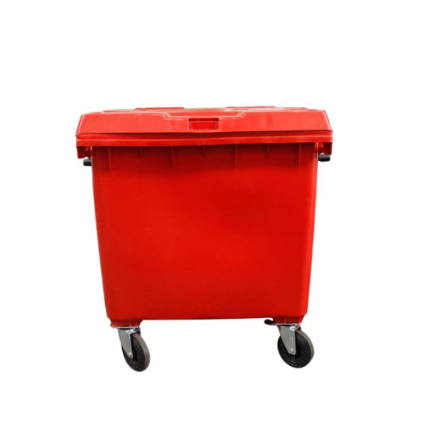 Lixeira Carrinho Coletor Basculante 1000 L Rotomoldado Vermelha