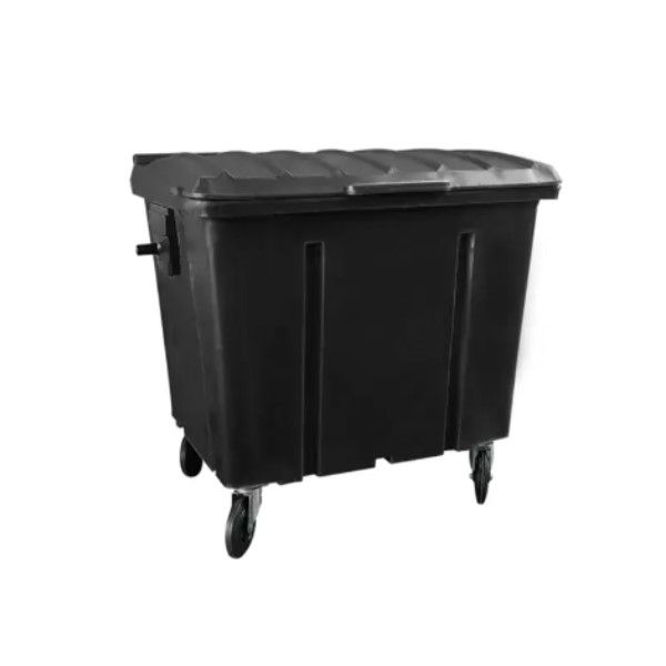 Lixeira Carrinho Coletor Basculante 1000 L Rotomoldado Preta