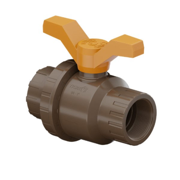 Registro PVC Esfera Rosqueável 1.1/2" Classe 15 Marrom Água Fria