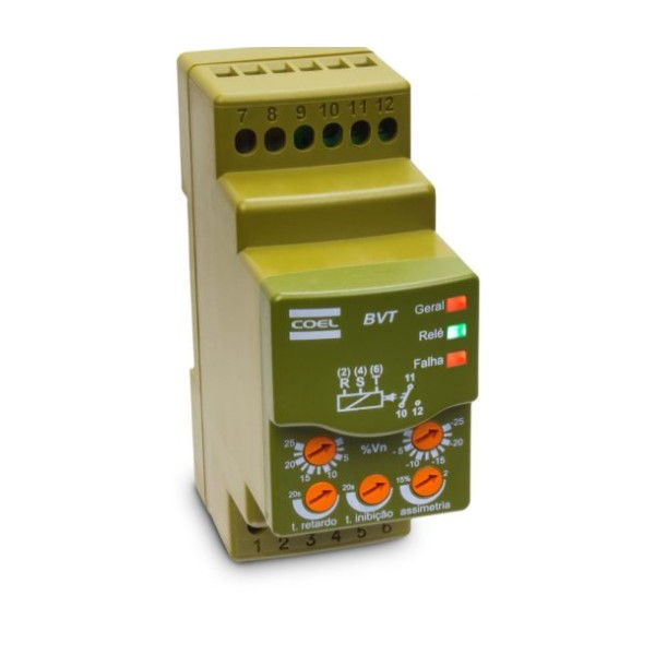 Relé Monitoramento Relé Monitoramento Trifásico BVT para Tensão 110VCA 50/60 Hz DIN