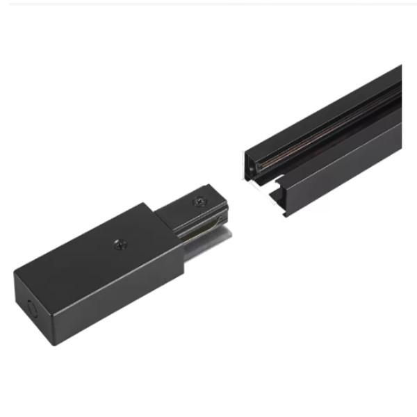 Trilho Eletrificado Sobrepor Alumínio para Luminária Spot Preto 2 M com Canaleta