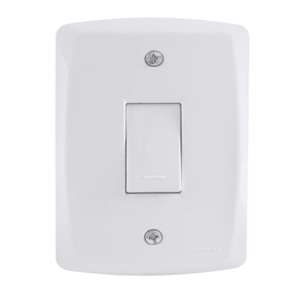 Interruptor Embutir 1 Tecla Simples Vertical 10A/250VCA 4x2 Branco Linha LUX2 com Placa