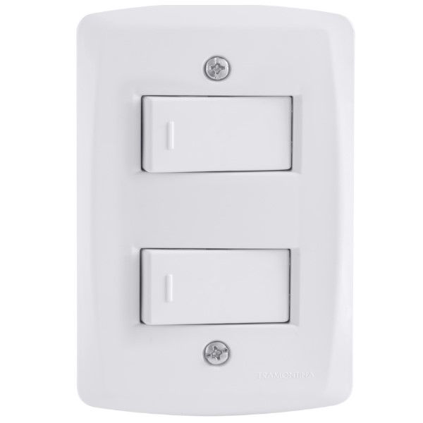 Interruptor Embutir 2 Teclas Simples Horizontal 10A/250VCA 4x2 Branco Linha LUX2 com Placa