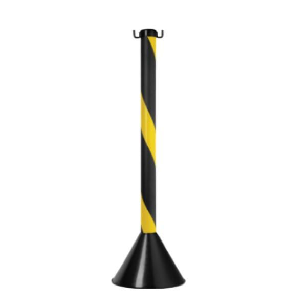 Pedestal PVC 950 mm com 2 Ganchos Preto/Amarelo para Corrente
