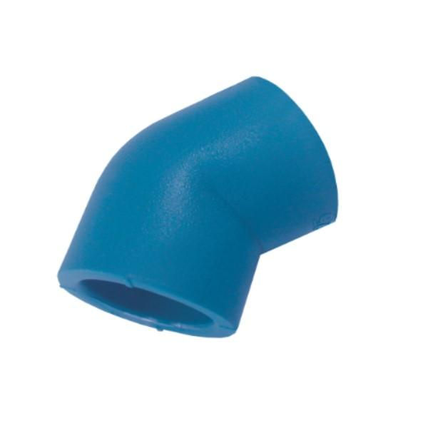 Joelho PPR 45G Fêmea/Fêmea 63 mm Industrial Azul