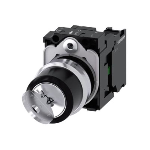 Comutador Metálico Comando 22 mm Aro Cromado 1NA com 2 Posições 90G com Retenção com Chave Ronis