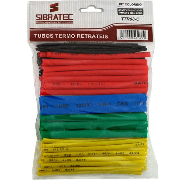 Kit Tubos Termocontrátil Colorido 1.5/2.5/4/6/10/16 mm com 98 Unidades de 10 cm