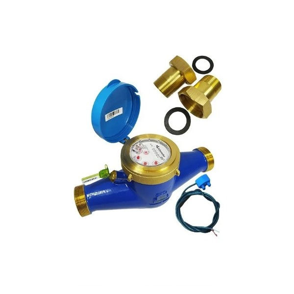 Hidrômetro Hidrômetro Corpo Liga Bronze Multijato 1.1/2" Vazão 3 m3/H para Telemetria PRE Equipado com Visor Plano Giratório com Conexões