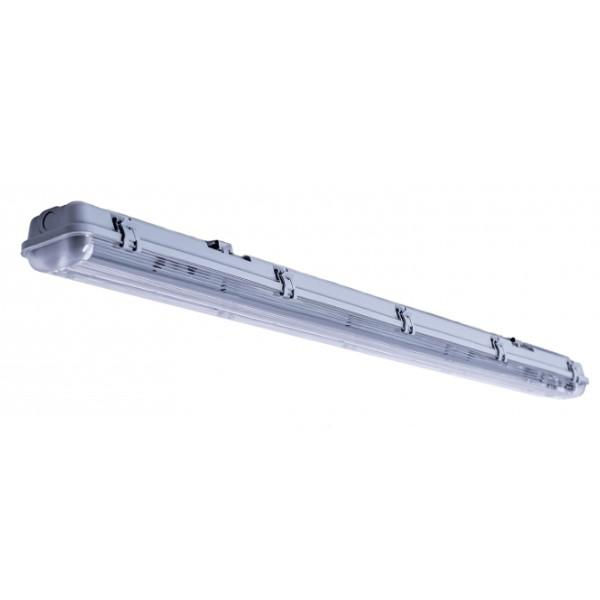 Luminária Industrial Sobrepor Hermética ABS P/2 Lâmpadas T8 120CM Com Soquete Com Difusor Acrílico Cinza IP65