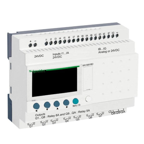 Módulo Módulo Lógico Display Zelio 24VCC 12 Entradas 8 Saídas