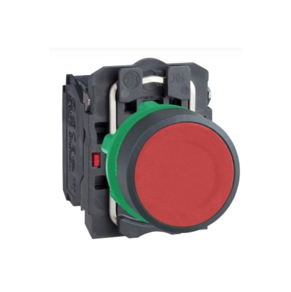 Botão Botão PVC Faceado 22,00 mm Vermelho Aro Preto com Elemento 1NA+1NF Opaco