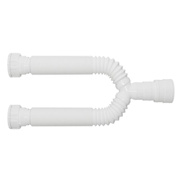 Sifão Sifão Extensivo Corrugado Universal Duplo 700 mm Branco
