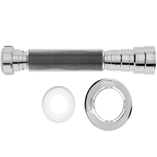 Sifão Sifão Extensivo Corrugado Universal para Lavatório e Tanque 1500 mm Cromado com Canopla