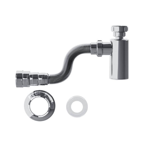 Sifão Sifão PVC Extensivo Corrugado Universal para Lavatório e Tanque 550 mm Preto com Copo