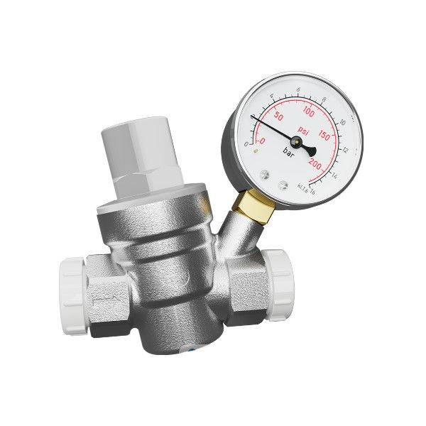 Válvula Válvula Ligas de Cobre Redutora Pressão Regulável 3/4"X1/2" com Manômetro com Redução