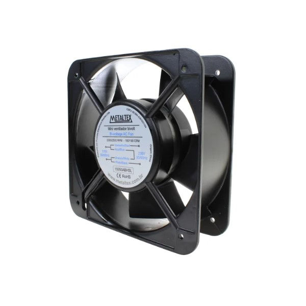 Ventilador Micro Alumínio Quadrado 150x150x50 mm Bivolt 38,5W 60 Hz 2300/2500 RPM Preto 20000H