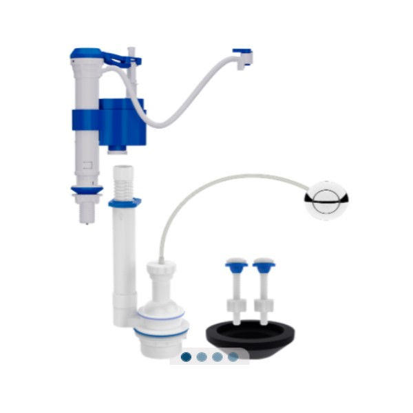 Kit Completo para Caixa Acoplada Cromado Acionamento Superior com Castelo