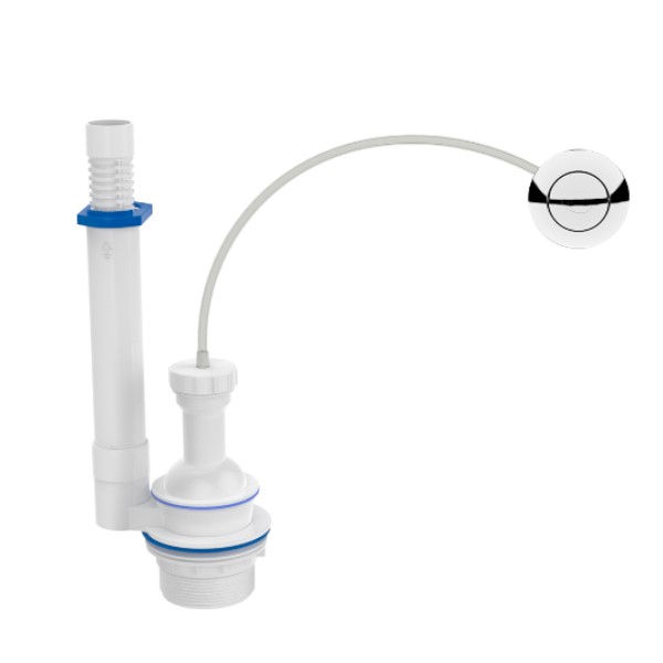 Mecanismo PVC Universal para Caixa Acoplada 1/2"-2" Cacionamento Pneumático Cromado