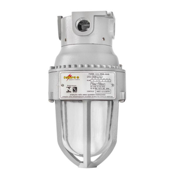 Luminária Led EXD Plafonier Alumínio 100W Bivolt Cinza IP66 Prova de Explosão para Zona 1-2- 21 ou 22