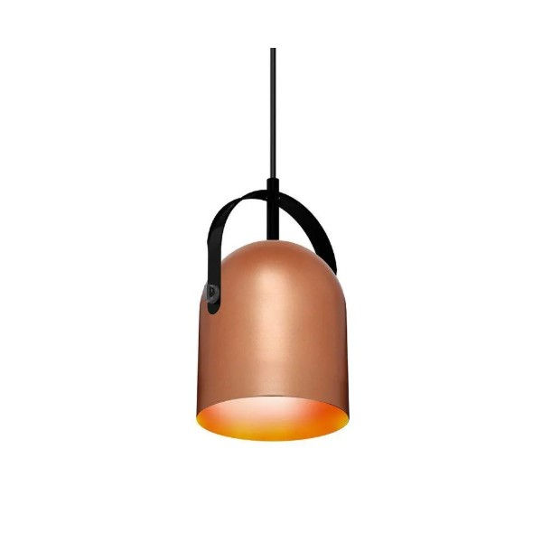Pendente Redondo com Soquete E27 1x60W Metal/Plástico Cobre Bell com Cabo 900 mm