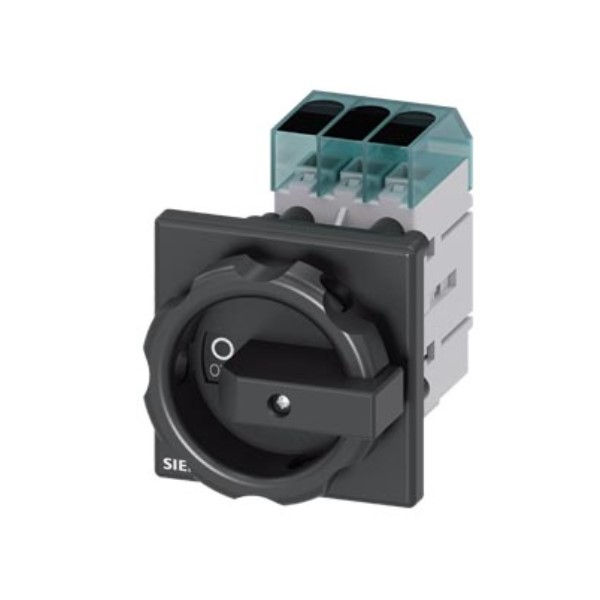 Chave Seccionadora Rotativa 3LD3 Tripolar 400VCA 63A sem Porta Fusível para Furo 22,5 mm com Fixação Frontal com Manopla Preta IP65