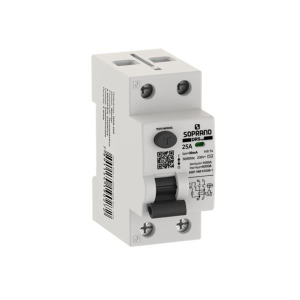 Interruptor dr Bipolar 6 KA 220/400VCA 25A 30 MA DIN Tipo AC Diferencial Residual para Barramento Pente Giii