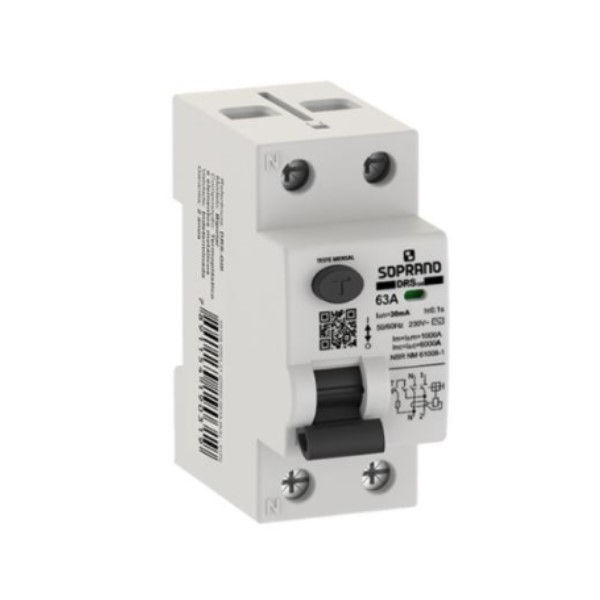 Interruptor dr Bipolar 6 KA 220/400VCA 63A 30 MA DIN Tipo AC Diferencial Residual para Barramento Pente Giii