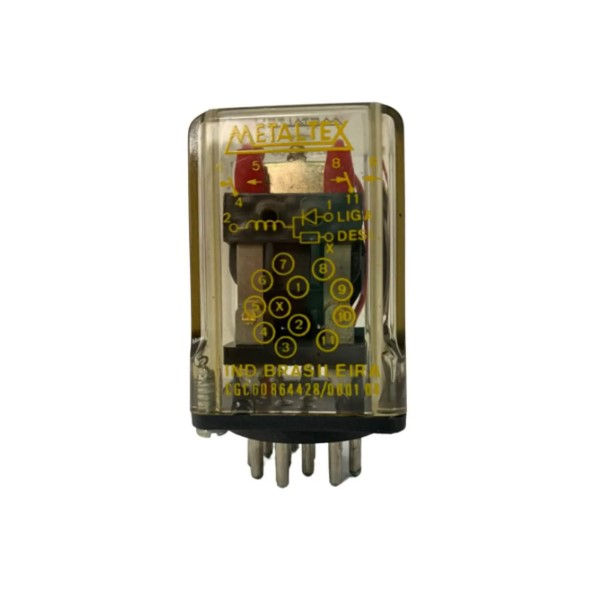 Relé Industrial Relé Industrial Miniatura 12A 220VCA 2 Contatos Reversíveis Plugável com 8 Pinos