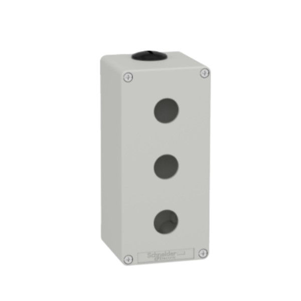 Caixa Botoeira Centralizada Metálica 80x175x77 mm com 3 Furos 22 mm Cinza