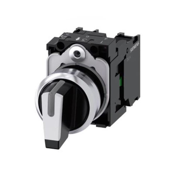 Chave Seletora Iluminada Metálica 3 Posições 10A 24VCA/CC 22 mm com Alavanca 1NA com Suporte Terminal Parafuso