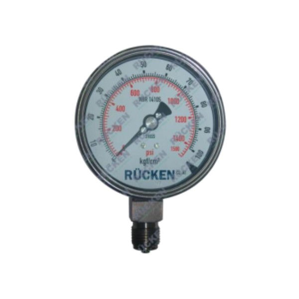 Manômetro Manômetro Analógico INOX/INOX Visor 100 mm 1/4" com Rosca BSP Vertical com Glicerina 0A 200MCA