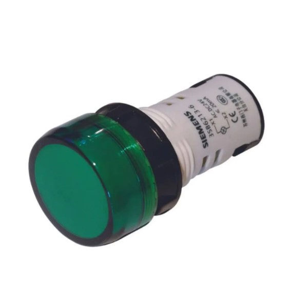 Sinaleiro Led PVC Monobloco Lente Lisa com LED 22 mm 24VCA/CC Verde