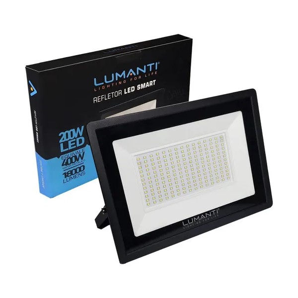 Projetor Led 200W Alumínio Smart 5500K 20000 lm Autovolt Preto IP66 25.000H