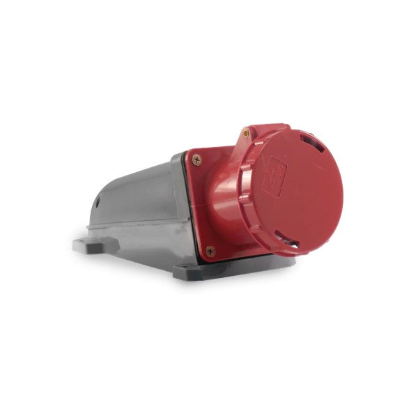 Tomada PVC 3P+T+N 6H Sobrepor Industrial 125A/380/415VCA com Tampa Vermelha IP67