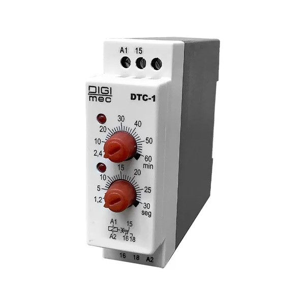 Relé Tempo Relé Tempo Cíclico DTC 0-30S/0-60MIN 24VCA 50/60 Hz