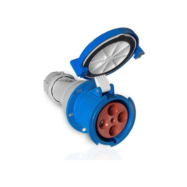 Acoplamento Móvel 3P+T 125A/220VCA Fêmea PVC Azul 9H IP67 Industrial
