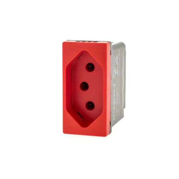 Módulo Módulo Tomada NBR 2P+T 20A/250VCA PVC Vermelho Matix GO