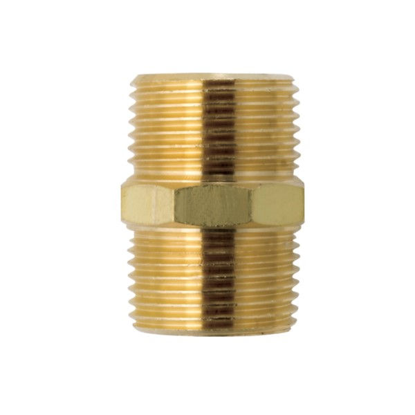 Nipel Latão Duplo 1/2" com Rosca BSP