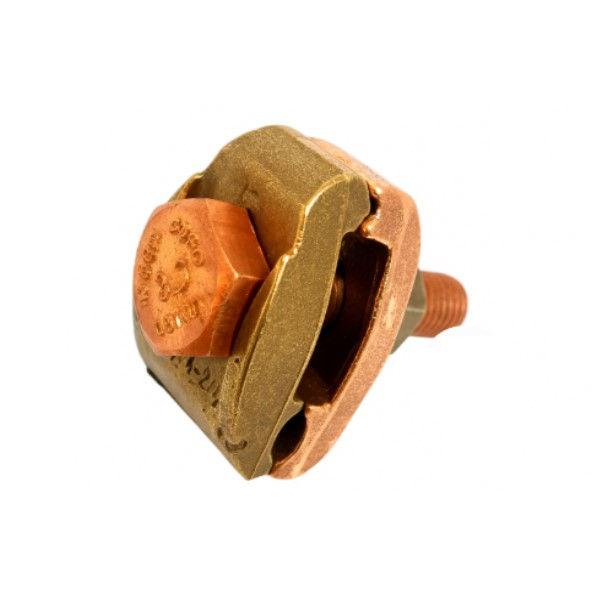 Grampo Duplo Cobre para Aterramento com Parafuso, Porca e Arruela para Cabo 70,00-120,00 mm² com 1 Condutor