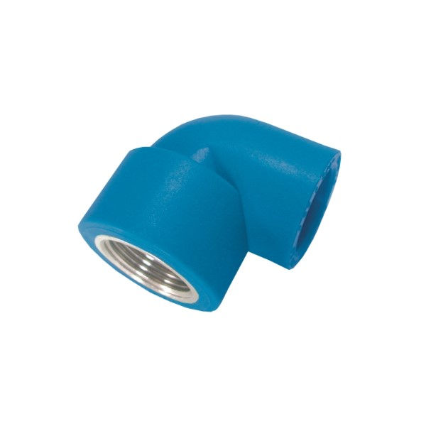 Joelho PPR 90G Fêmea com Inserto Metálico Transição 25 mmX3/4" Industrial Azul