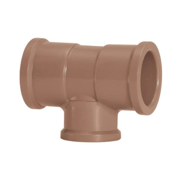 Te PVC Redução Soldável 110x60 mm Classe 15 Marrom Água Fria