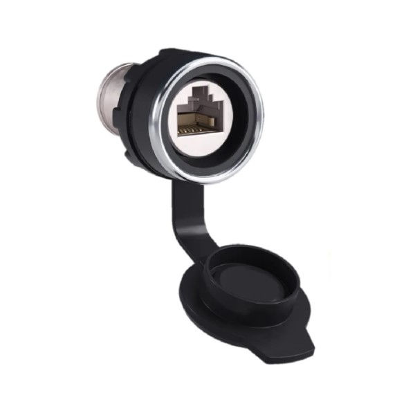 Conector Fêmea RJ45 para CAT5/CAT6/CAT7 Preto IP65