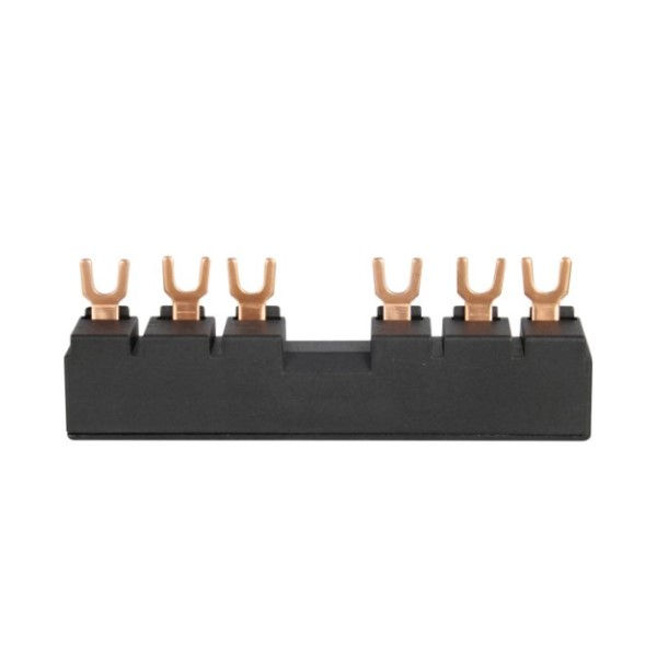 Barramento Cobre Tripolar para Disjuntor Motor MPW18/40 63A com Suporte Preto 54 mm