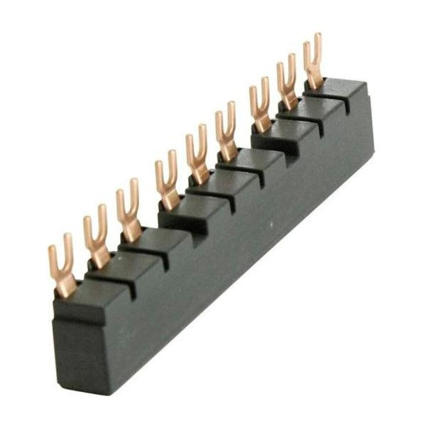 Barramento Cobre Tripolar para Disjuntor Motor MPW18/40 63A com Suporte Preto 54 mm com 4 Disjuntor para Barra