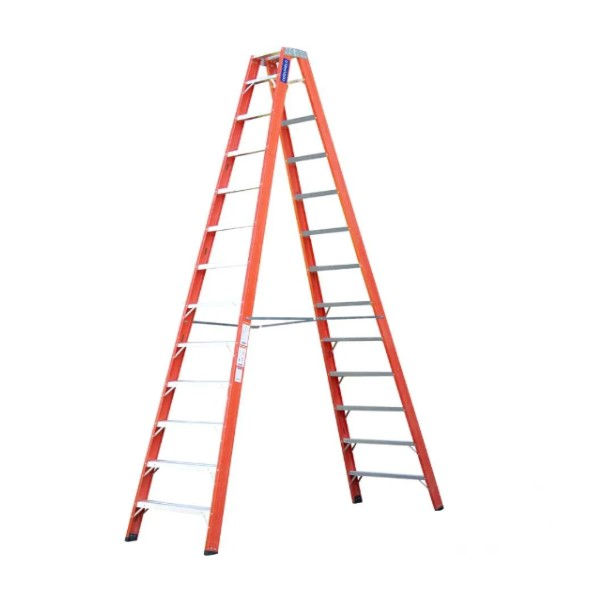 Escada Tesoura Acesso Duplo TF Fibra de Vidro Altura 3,00 M 12 Degraus Planos Carga 120 kg
